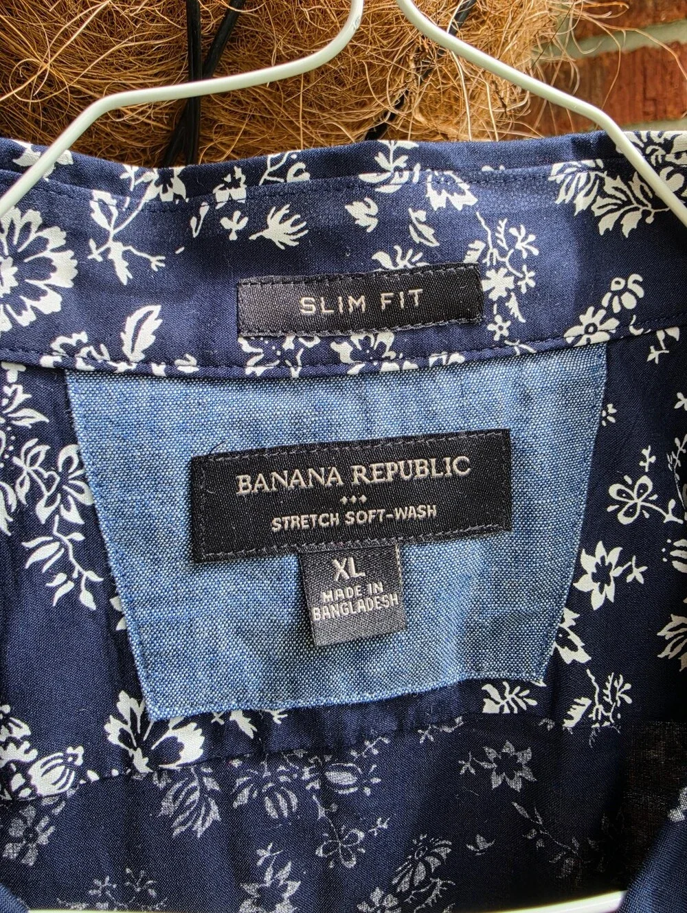 Banana Republic Men’s Floral Button-Down Shirt - Navy XL Cotton S/S